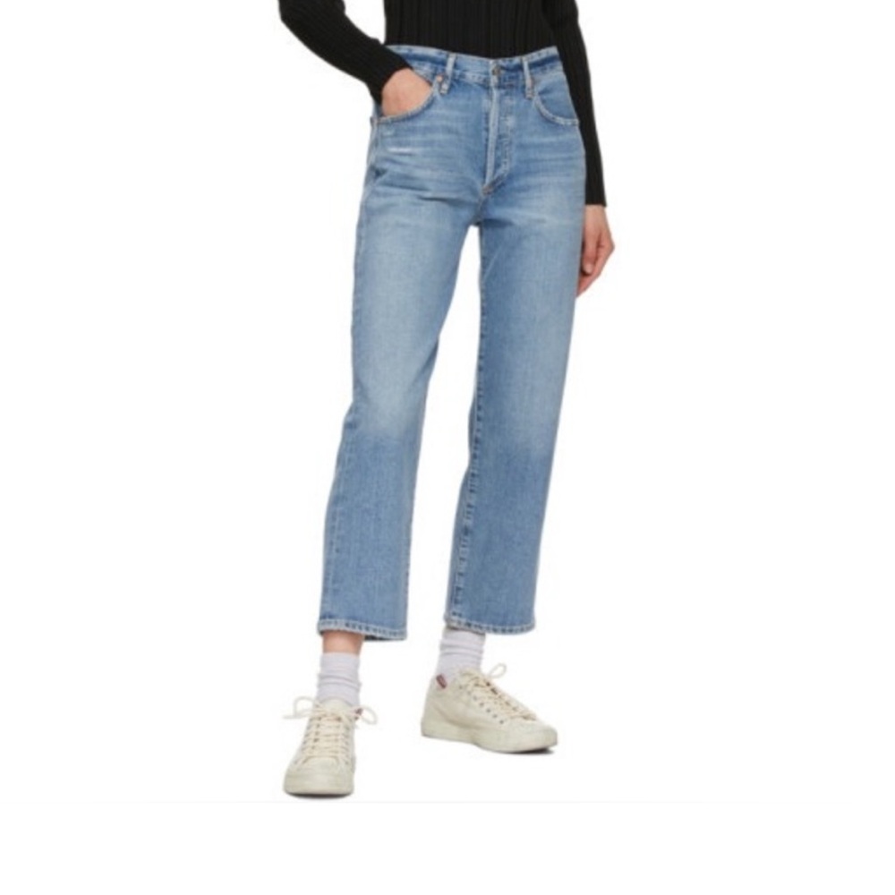 Citizens of Humanity Emery Crop Relaxed Straight Light Wash Denim Jeans size 27